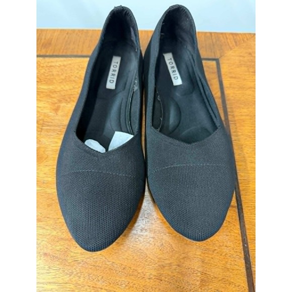 torrid Shoes - Torrid Womens Black Knit Pointed Toe Ballet Flats Shoes 11.5 WW 16303733